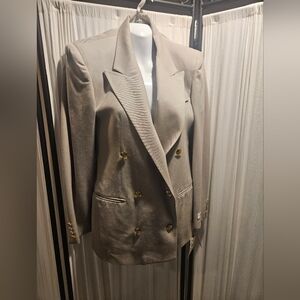 Austin Reed Double-Breasted Taupe Blazer with Gold Buttons US size 4